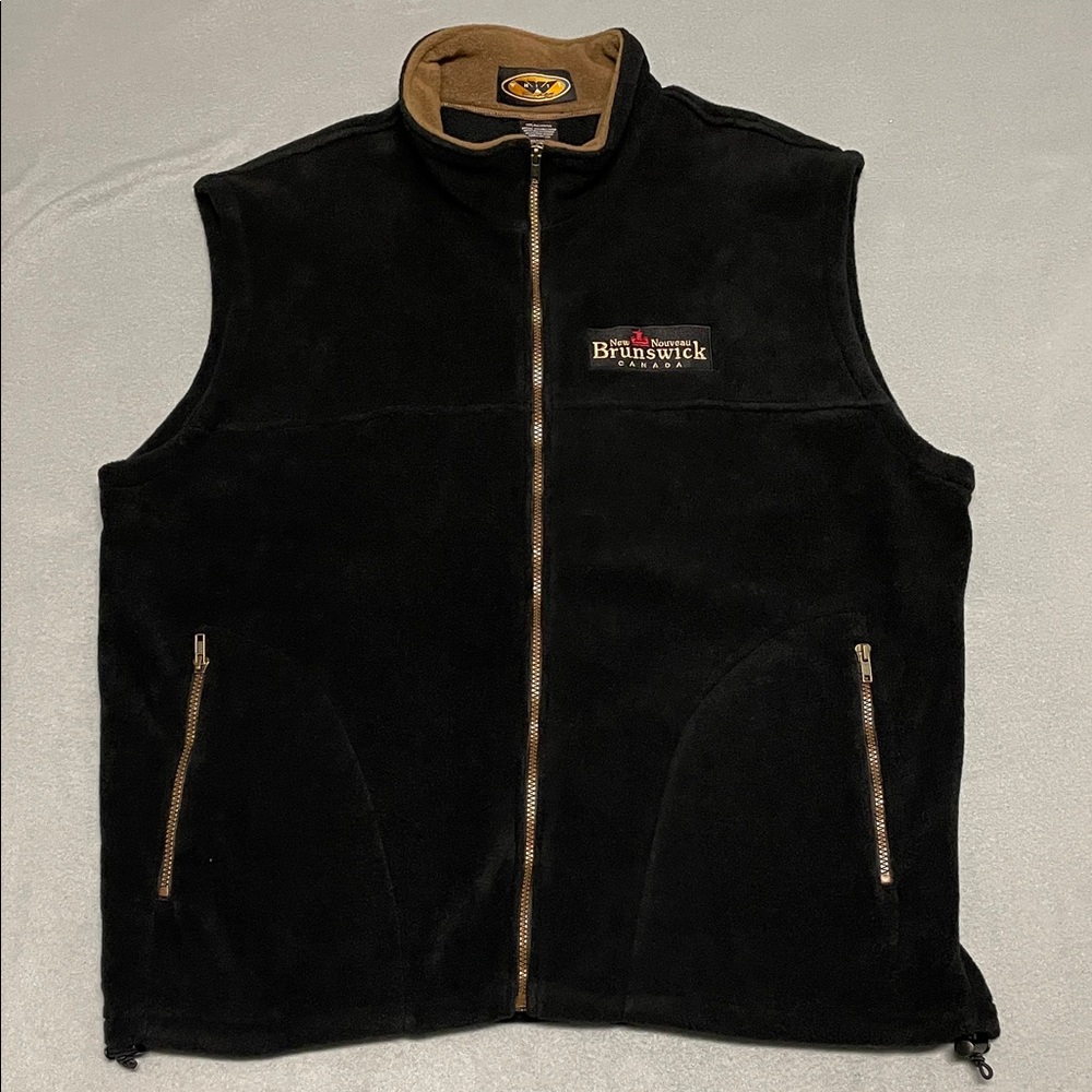 Whiteridge Fleece Vest Black Tan Men's Size Large Made in Canada Cabincore